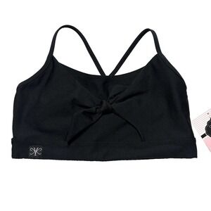 NWT Kandi Kouture Dancewear Dance Top Sports Bra Black Bow Teen Large TL 8/9 New